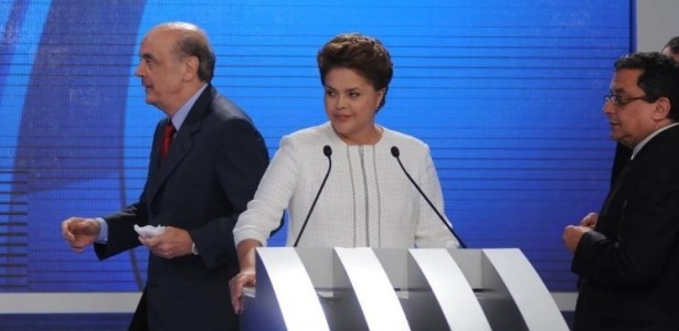 O candidato do PSDB, Jos Serra, e a candidata petista, Dilma Rousseff, em debate